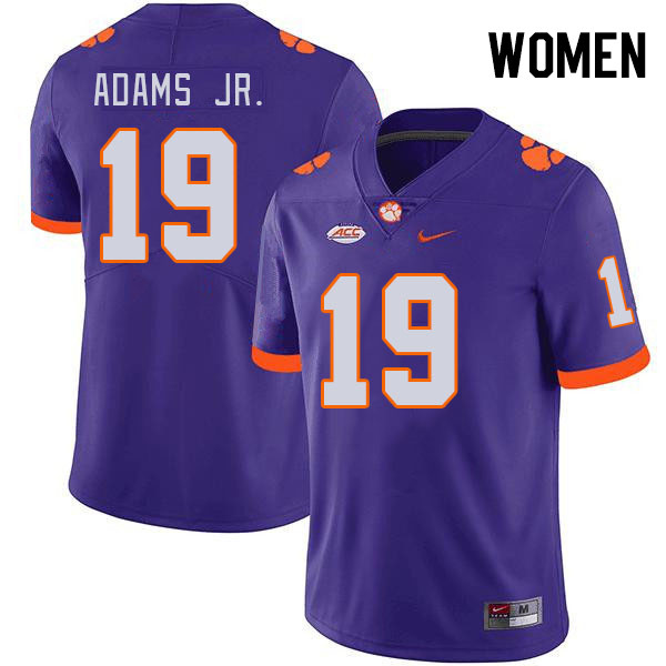 Women #19 Keith Adams Jr. Clemson Tigers College Football Jerseys Stitched-Purple